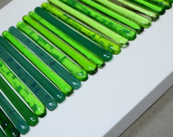 Modern glass art Green wall art Fused glass art Mininaliat green art Contemporary glass art Living room wall art Office wall art Wall decor