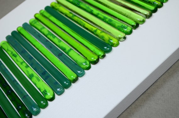 Modern glass art Green wall art Fused glass art Mininaliat green art Contemporary glass art Living room wall art Office wall art Wall decor