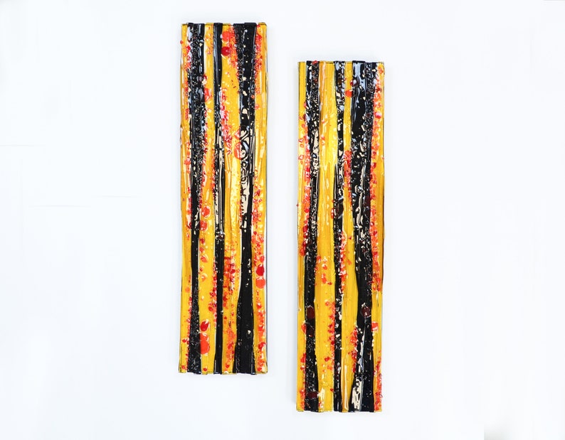 Fused Glass Wall Art Large Vertical Panel Abstract Wall Art Etsy