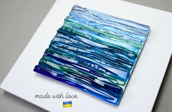 Ocean Glass Wall Art Glass Art Coastal Wall Art Ocean Piece Beach