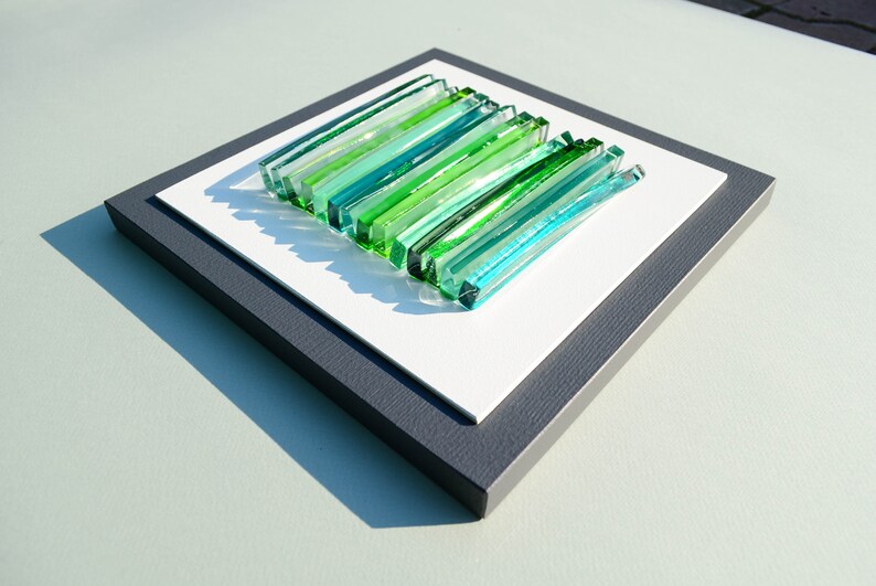 3d wall art Wall sculpture Glass wall art Green art Wall panel Etsy