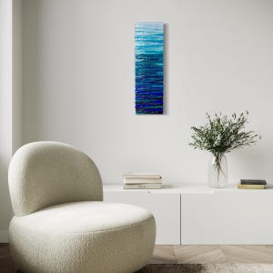 Fused Glass Ocean Wall Art: Modern Coastal Decor (9x29&#39;&#39;)