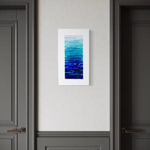 Modern Fused Glass Ocean Wall Art – Blue Coastal Vertical Glass Panel – 3D Textured Wave Sculpture – Contemporary Beach House Decor image 19