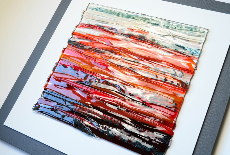 Abstract Glass Art Red Wall Art Modern Glass Art Glass Art Etsy