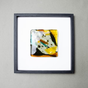 Modern Glass Art Set, Abstract Fused Glass Wall Panels, Contemporary Gallery Wall, Minimalist Framed Artwork, Designer Home Decor image 2