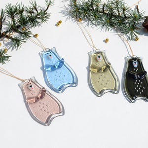 Bear Holiday ornaments Holiday decor Christmas decorations Fused glass ornaments Glass ornaments Christmas gifts Personalised ornaments image 4