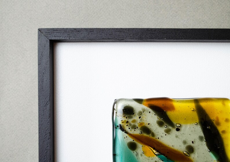 Modern Glass Art Set, Abstract Fused Glass Wall Panels, Contemporary Gallery Wall, Minimalist Framed Artwork, Designer Home Decor image 7