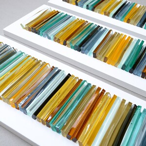 Glass art Modern wall art Fused glass art 3D wall art Modern glass wall art Set of three pieces image 4