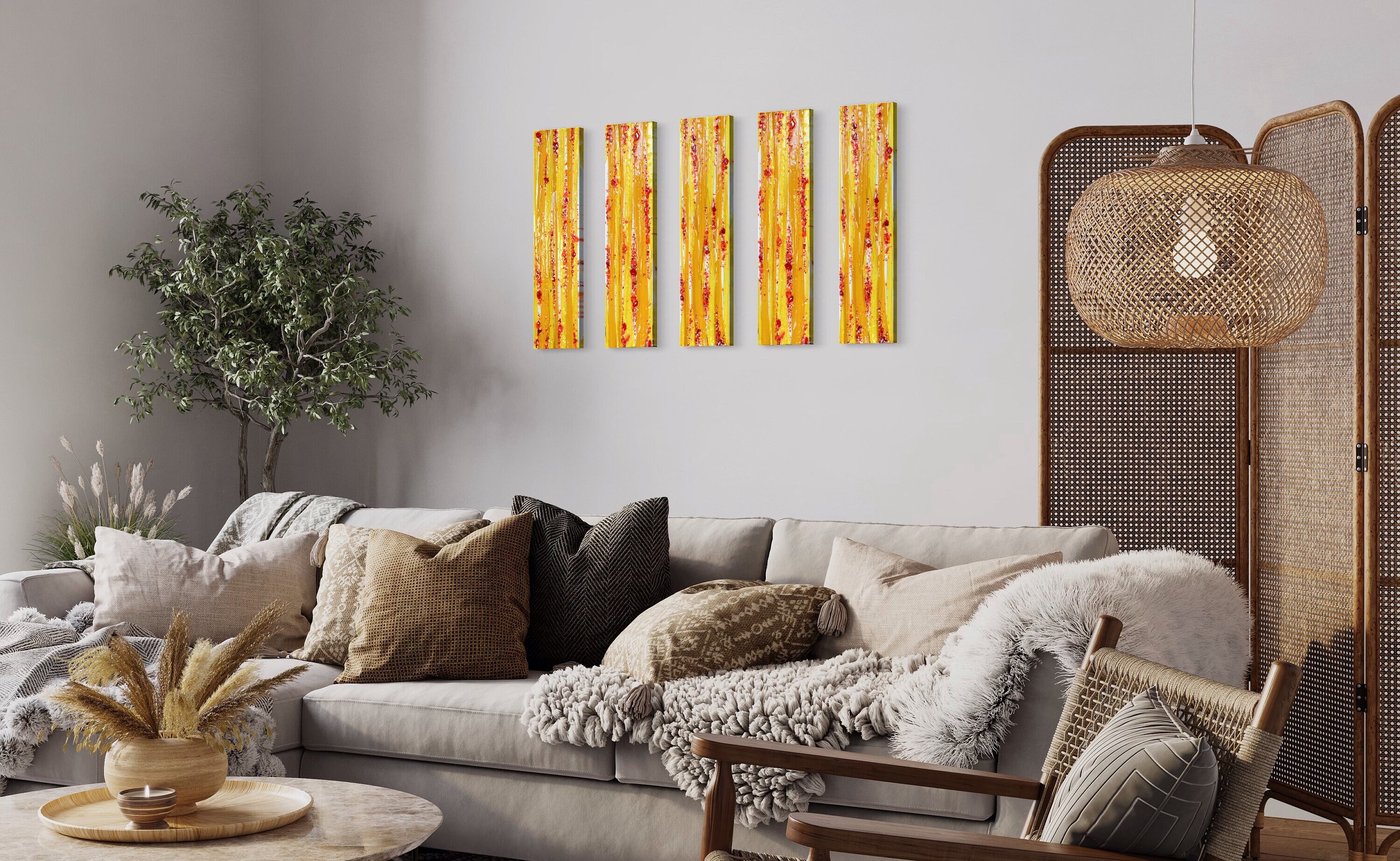 Abstract wall art Fused glass wall art Modern glass art Large vertical panels Office wall art Multi panel wall art Large artwork