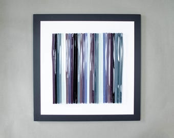 3D glass art Modern glass art 3D wall art Fused glass wall art Glass art Office wall art Blue wall art Living room wall art Wall sculpture
