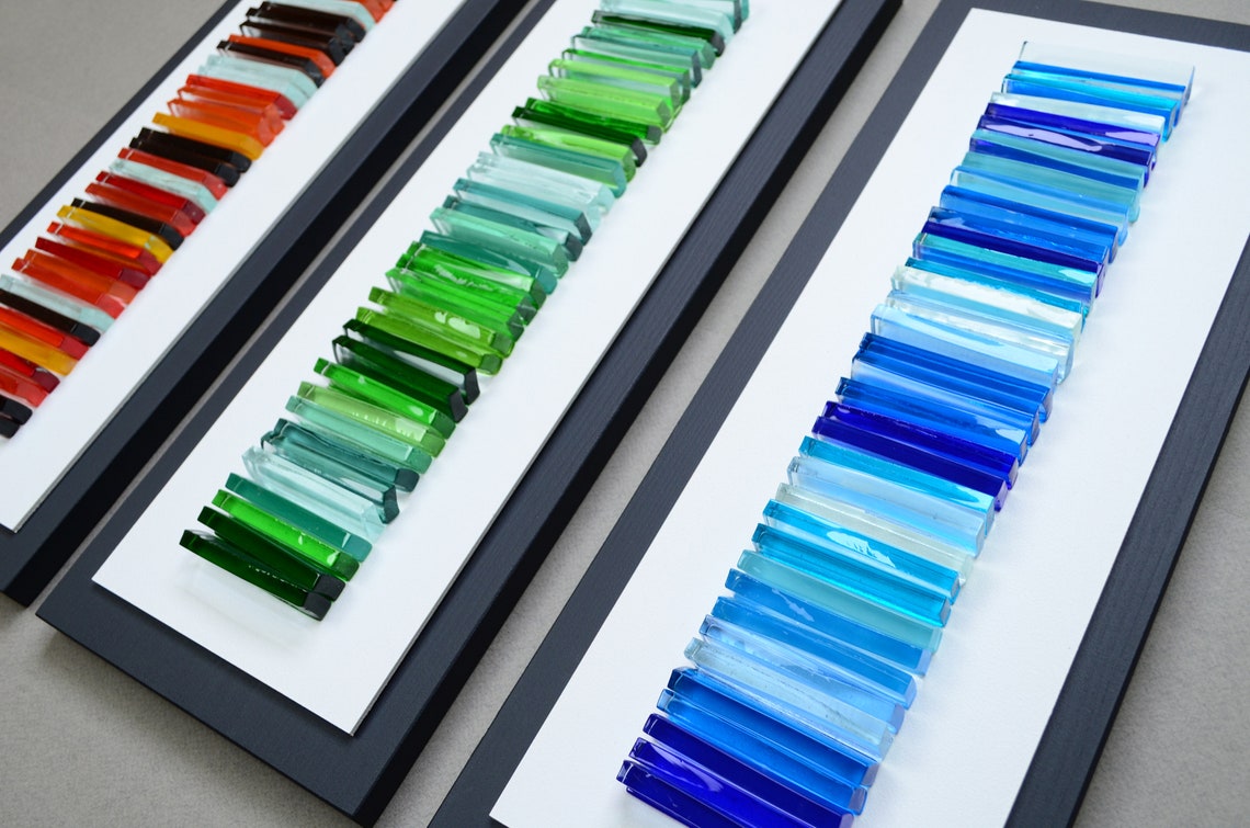 Modern glass art 3D wall art Green wall art Fused glass wall Etsy