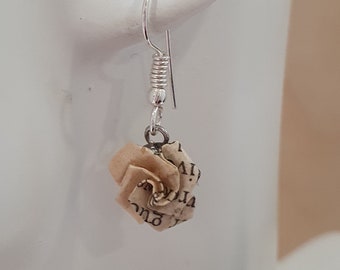 Earrings for ballet theatre lover, recycled book jewellery, small drop earrings, Ballet Shoes book lover gift for woman, dance teacher idea