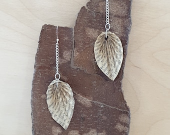 Upcycled Book Page Origami Leaf Earrings: Literary Dangle Jewellery (6cm)