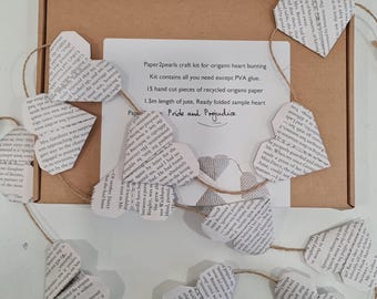 Pride & Prejudice Origami Heart Bunting Kit: Recycled Book Art