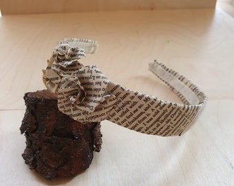 Handmade Wuthering Heights Headband: Recycled Book Paper Roses