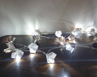 Dark academia room decor, recycled paper gift for home, reader aesthetic, paper flower fairy lights, book lover decor, eco-friendly product