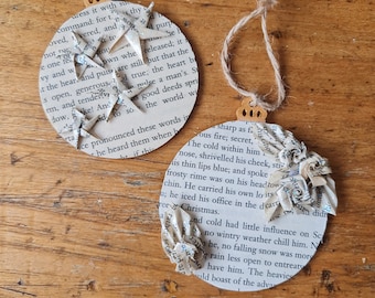 A Christmas Carol Ornament: Recycled Book Page Origami Tree Decoration