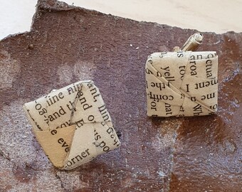 Book Page Cufflinks, Upcycled Paper, Literary Wedding, Groom Gift