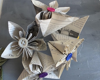 Recycled Paper Kusudama Flower Origami Kit: DIY Craft, 5 Flowers