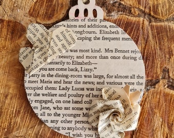 Handmade Pride and Prejudice recycled book page origami decoration. Gift  eco-friendly lover Jane Austen fan paper anniversary sustainable