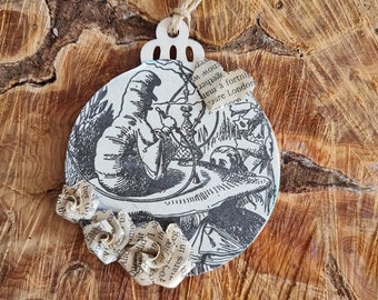 Alice in Wonderland Ornament: Upcycled Book Page & Origami Roses