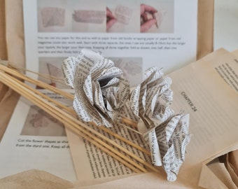 Paper Rose Kit: Book Page DIY Craft, Eco-Friendly Gift