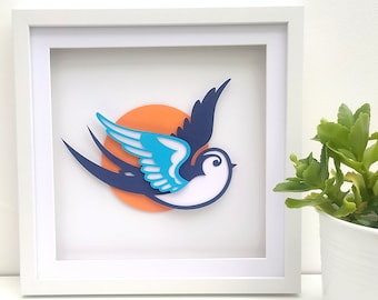 Large Paper Cut Swallow Art