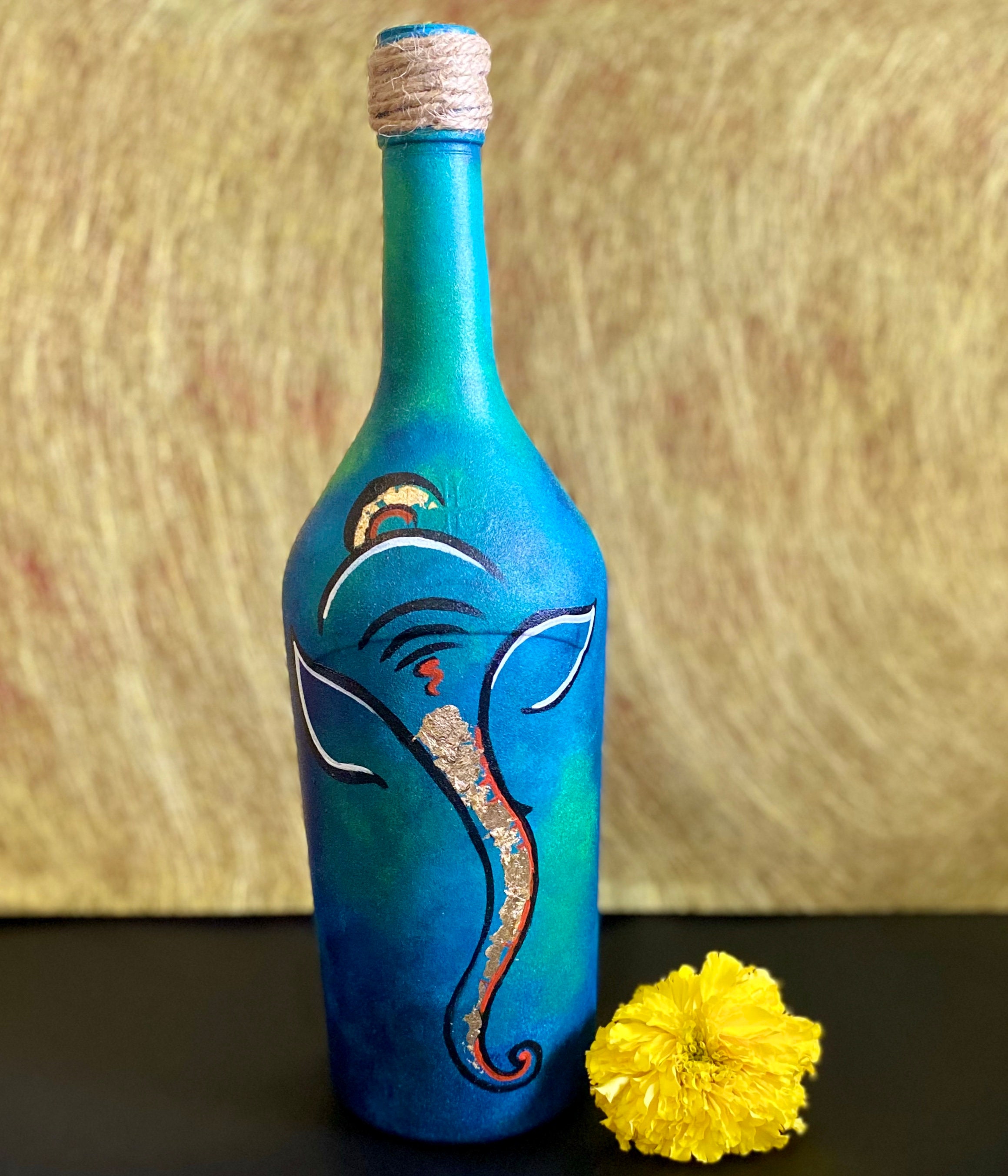 Upcycled Hand Painted Glass Bottle Recycled Into Beautiful Etsy India