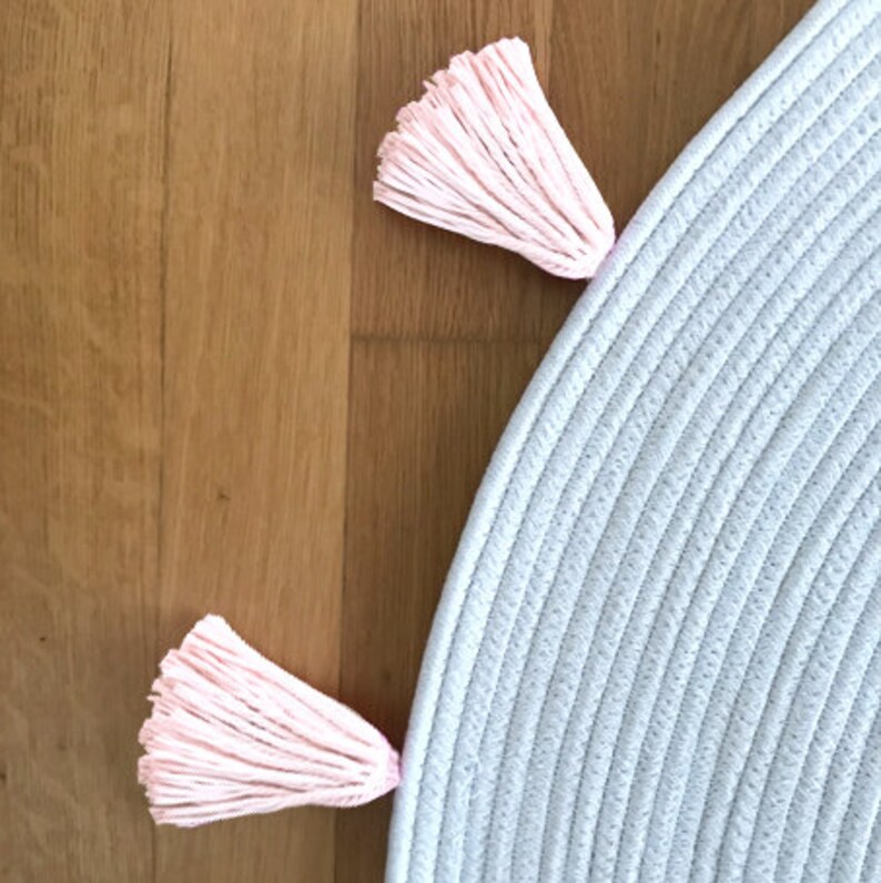 Tassel Round Rope Rug Baby Nursery Carpet Blush Pink Etsy