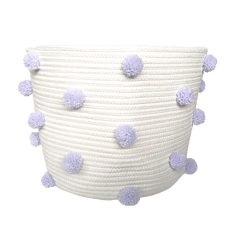 Pom Pom Storage Basket Lilac Light Purple Baby Nursery Etsy