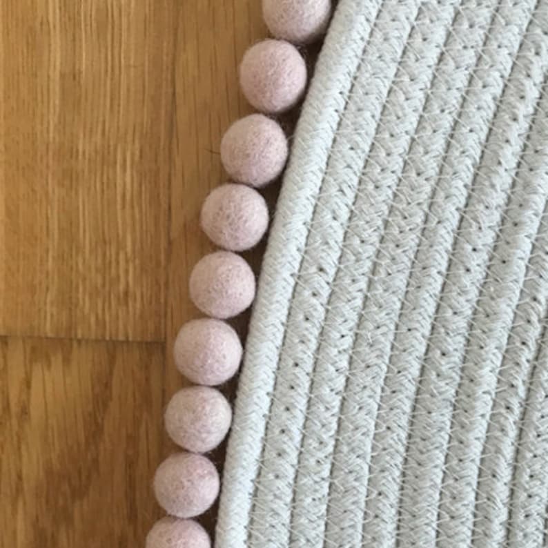 Pom Pom Round Rope Rug Baby Nursery Carpet Blush Pink Etsy Canada