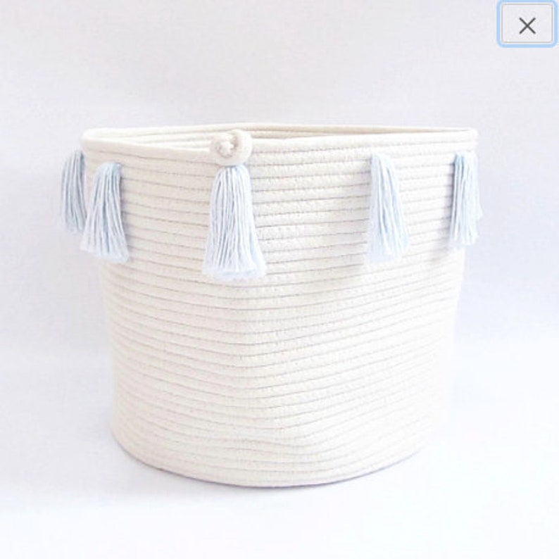 Storage Tassel Basket Tassel Rope Basket Blue Baby Blue Etsy