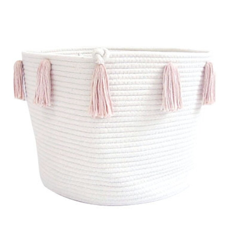 Storage Tassel Basket Baby nursery Rope Basket Blush Etsy