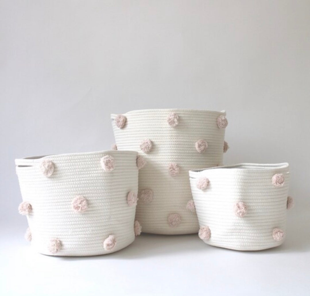 Basket Bundle Laundry, Large and Medium Pom Pom Basket Bundle Discount