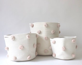 Pom Pom Basket Bundle: Nursery Storage, Laundry & Home Decor
