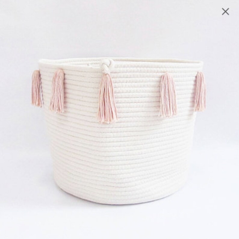 Storage Tassel Basket Baby nursery Rope Basket Blush Etsy