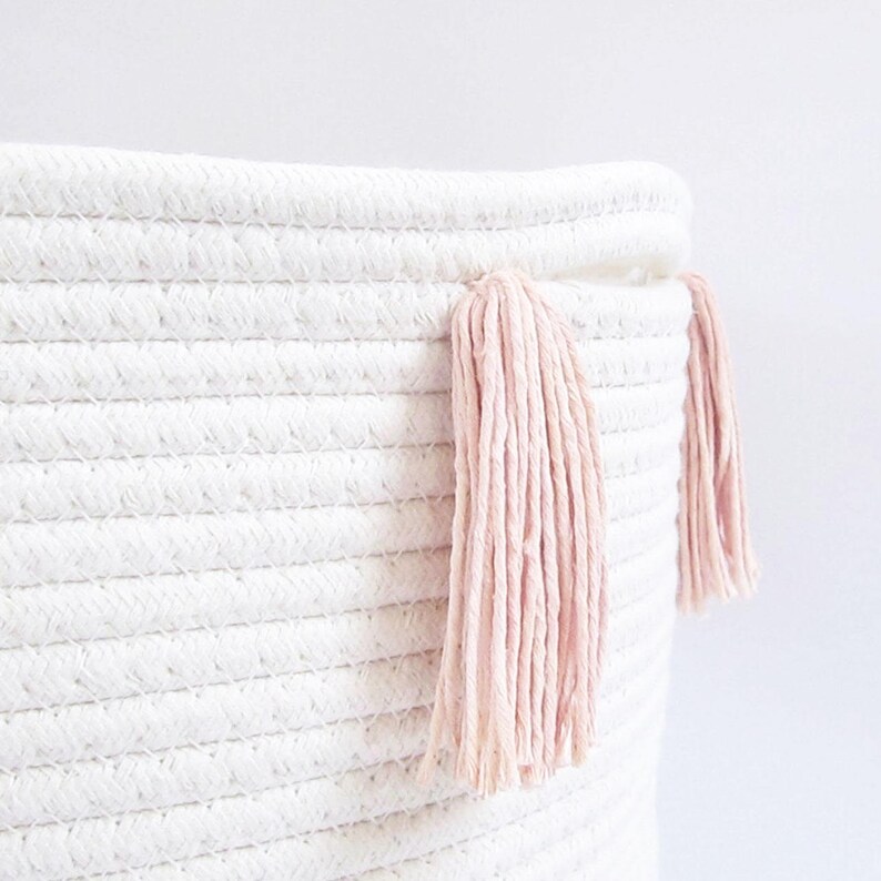 Storage Tassel Basket Baby nursery Rope Basket Blush Etsy