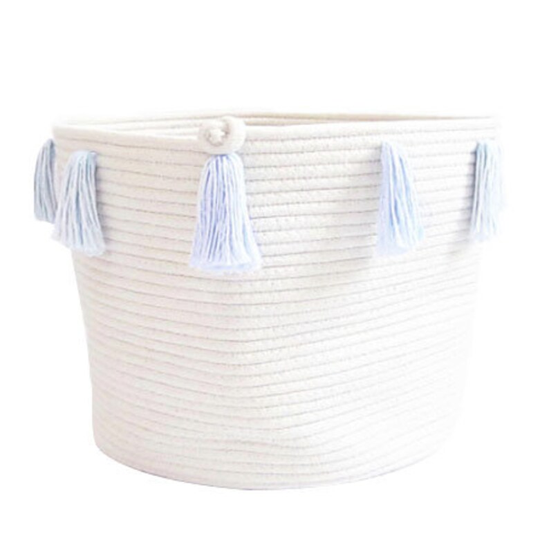 Storage Tassel Basket Tassel Rope Basket Blue Baby Blue Etsy