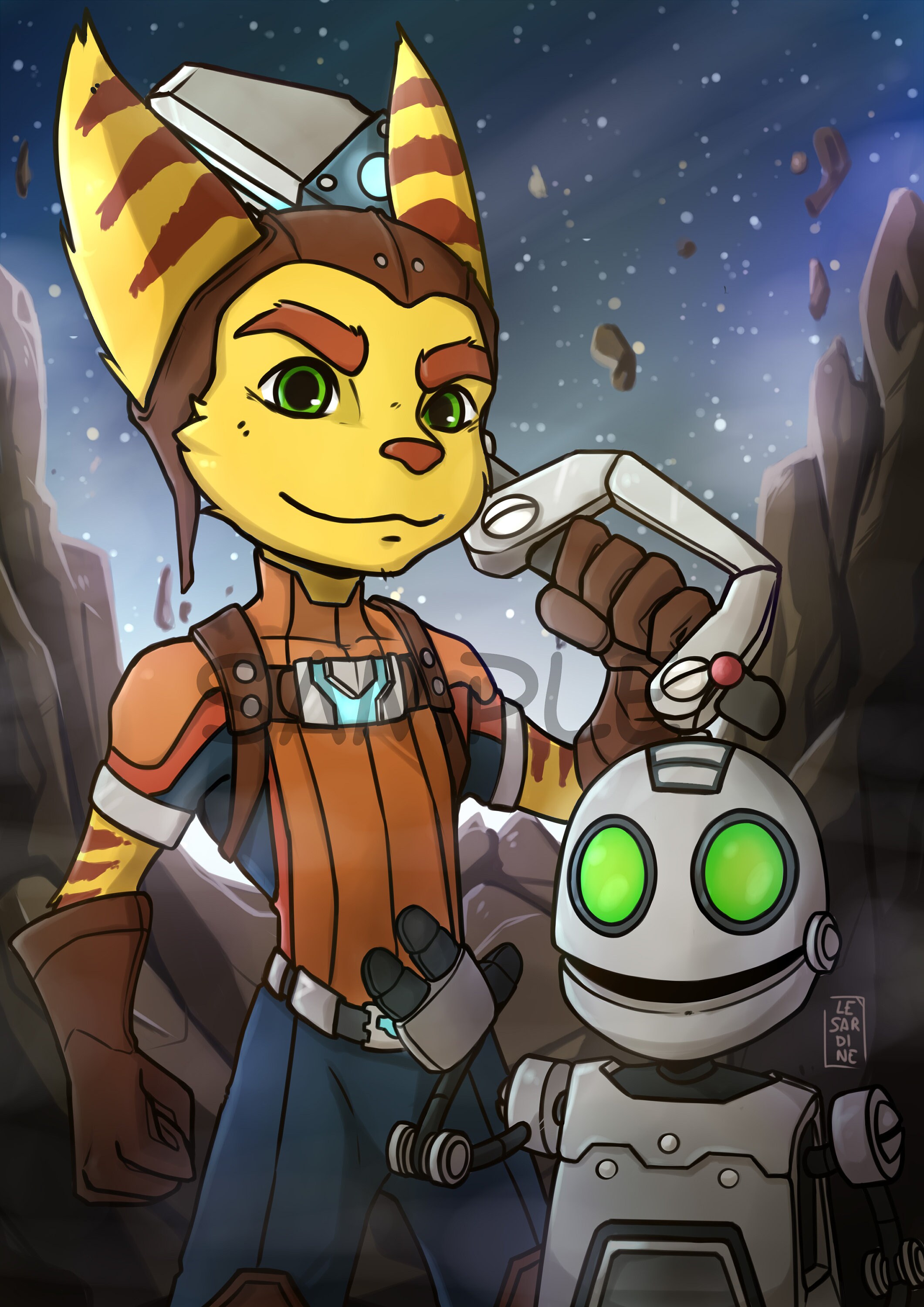 Ratchet and Clank Illustration Female Lombax Ratchet and Etsy