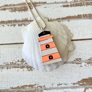 wooden lighthouse necklace — lighthouse jewelry — maritime necklace