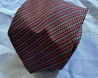 Cravate en soie vintage - attaque rose et noire