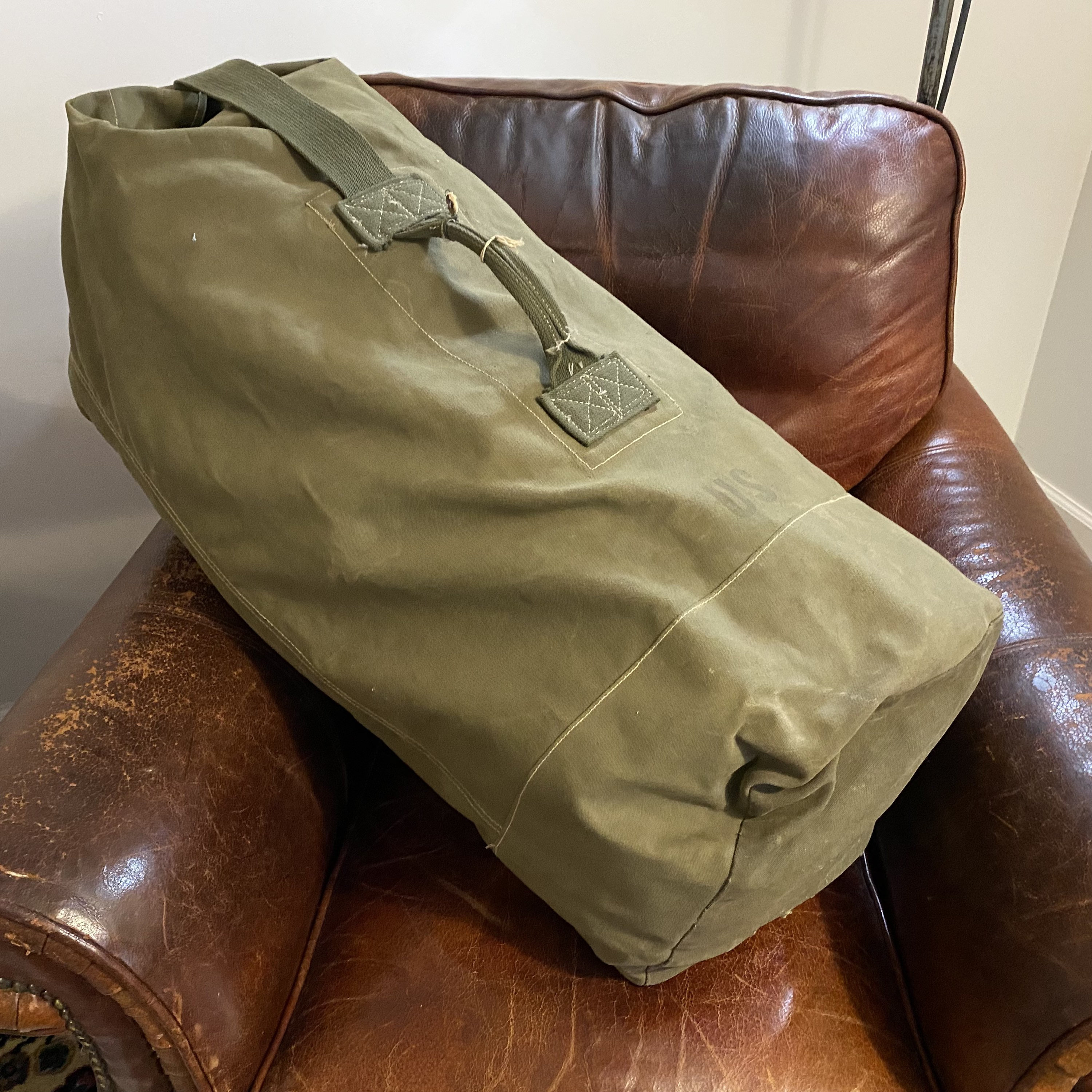 Vintage U.S Army Canvas Duffle Bag Old Military Sack Heavy Duty Outdoors  Camping