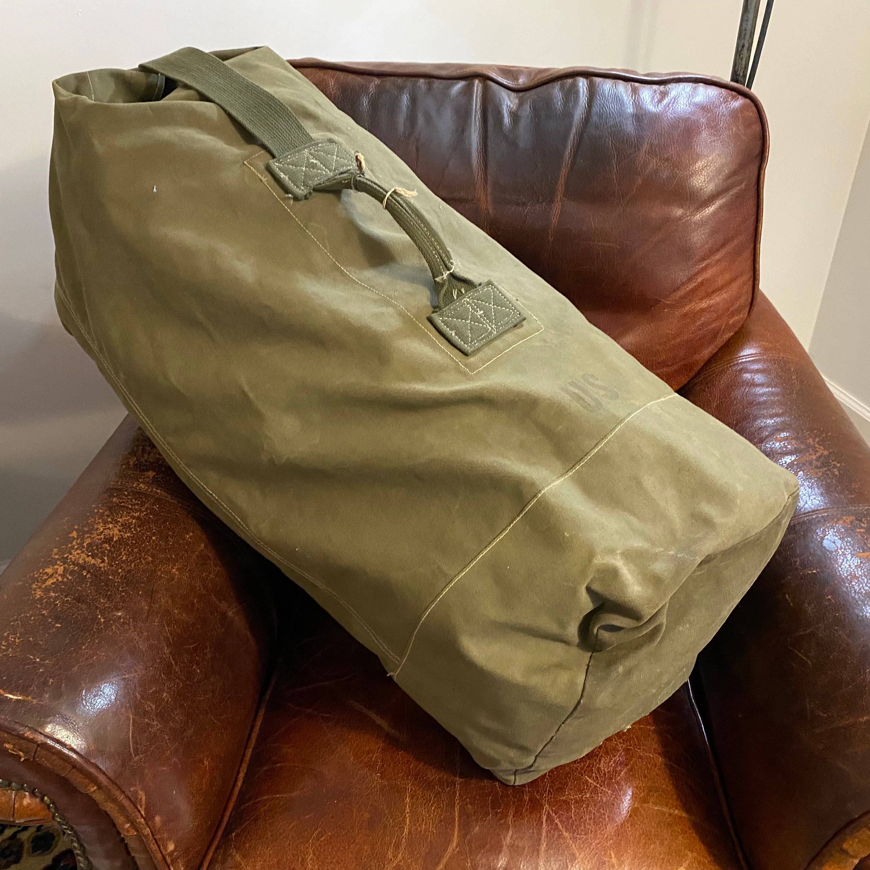 Oversized Military Style Canvas & Leather Duffel Bag - Bearded Pleasures