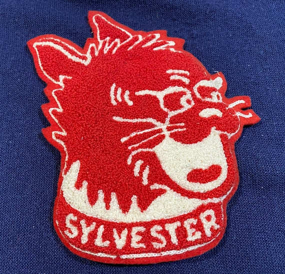 Vintage Varsity Patch— Chenille Red alley cat "SYL