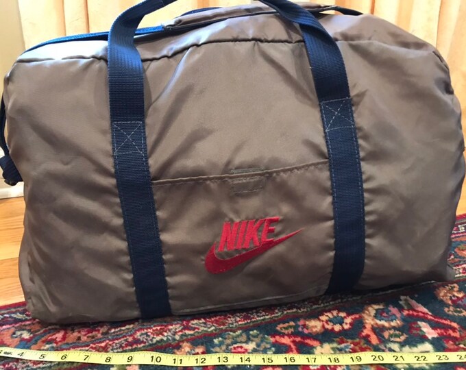 Vintage Nike Duffel Bag Large Brown and Navy With Red Logo Etsy