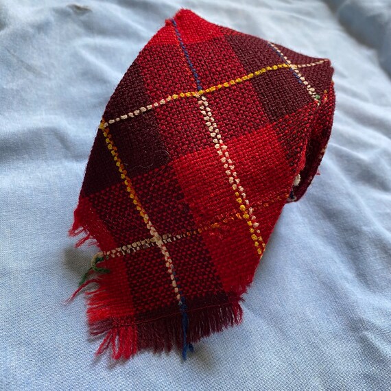 Red Plaid Necktie unfinished ends by Amana - image 1