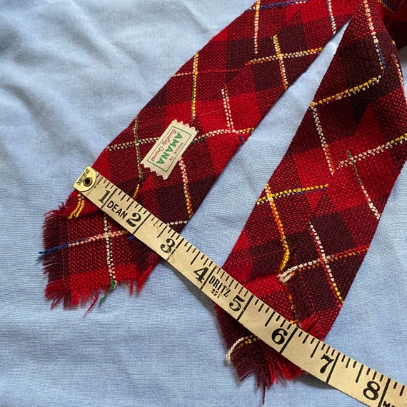 Red Plaid Necktie unfinished ends by Amana - image 2