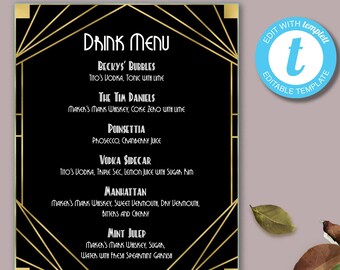 1920s Speakeasy Sign Template: Roaring 20s Party Decor (Digital File)