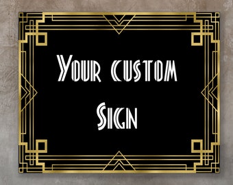DIY Great Gatsby sign,  Sign template, 8x10 Hollywood sign template, DIY Oskar party, 1920s decoration, Gatsby decorations, Digital File