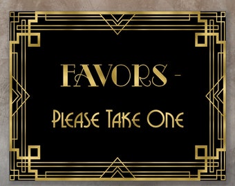 Favors Gatsby sign, Gatsby signs, Christmas party sign, Gold favors sign, gatsby decorations, 1920s party decorations, Digital Download